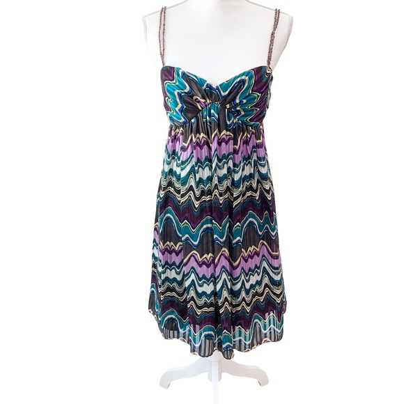 Laundry By Shelli Segal 100% Silk Beaded Strap Dress Sz 10 - Picture 1 of 15